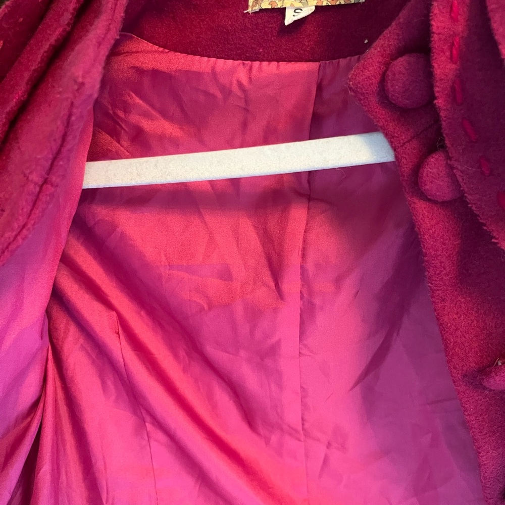 Lulumari Fuchsia Ruffled Trench Coat - Picture 4 of 9